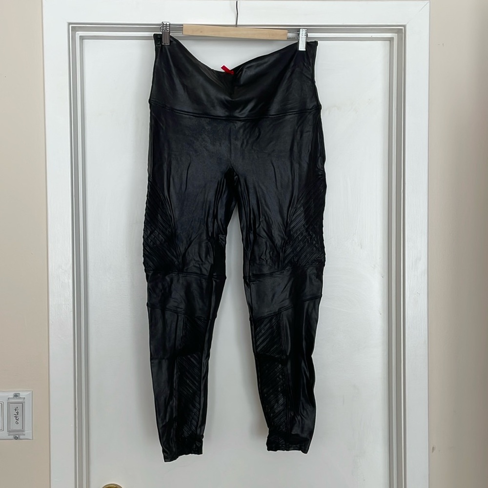 Spanx faux leather moto leggings
